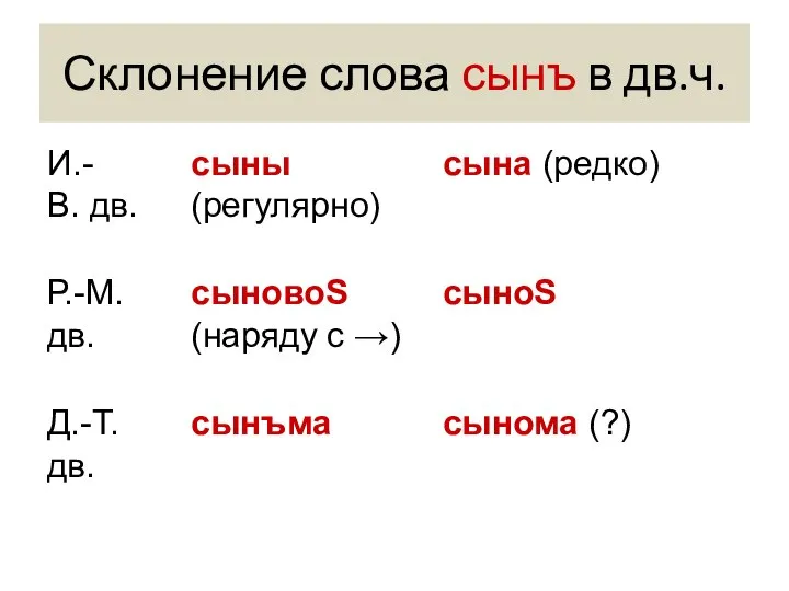 Склонение слова сынъ в дв.ч.