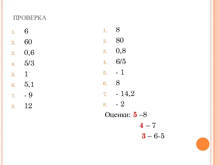 проверка 6 60 0,6 5/3 1 5,1 - 9 12 8