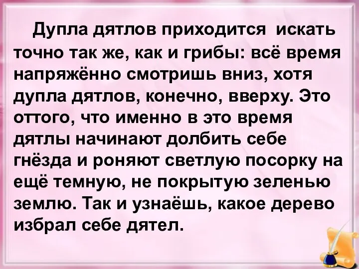 Дупла дятлов приходится искать точно так же, как и грибы: всё