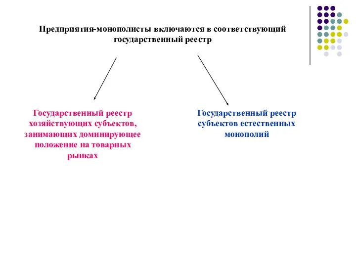 Предприятия-монополисты включаются в соответствующий государственный реестр Государственный реестр хозяйствующих субъектов, занимающих