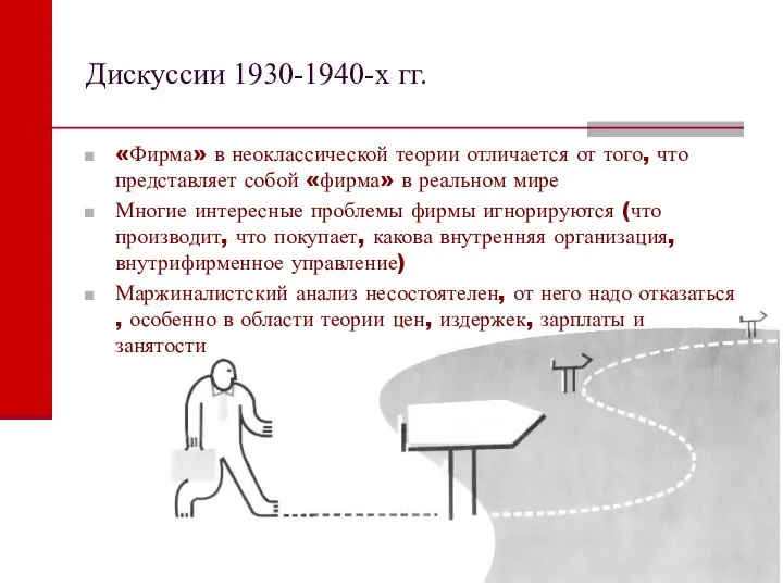 Дискуссии 1930-1940-х гг. «Фирма» в неоклассической теории отличается от того, что