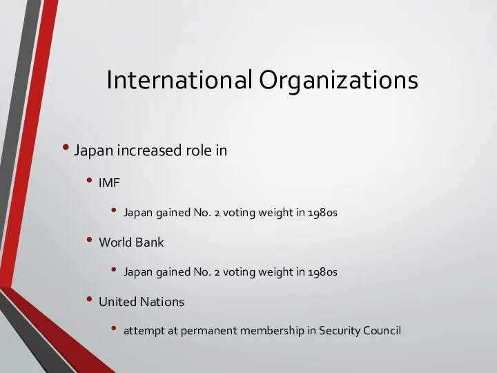 International Organizations Japan increased role in IMF Japan gained No. 2