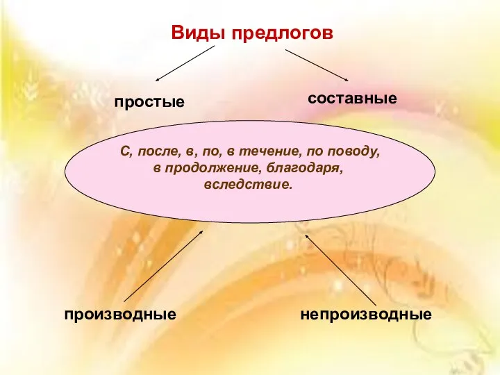 Виды предлогов простые составные С, после, в, по, в течение, по