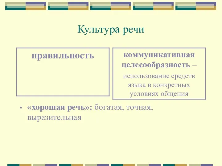 Культура речи «хорошая речь»: богатая, точная, выразительная