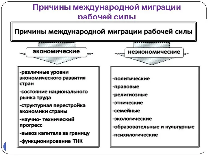 Причины международной миграции рабочей силы