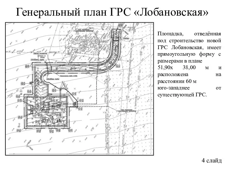 Генеральный план ГРС «Лобановская» 4 слайд Площадка, отведённая под строительство новой