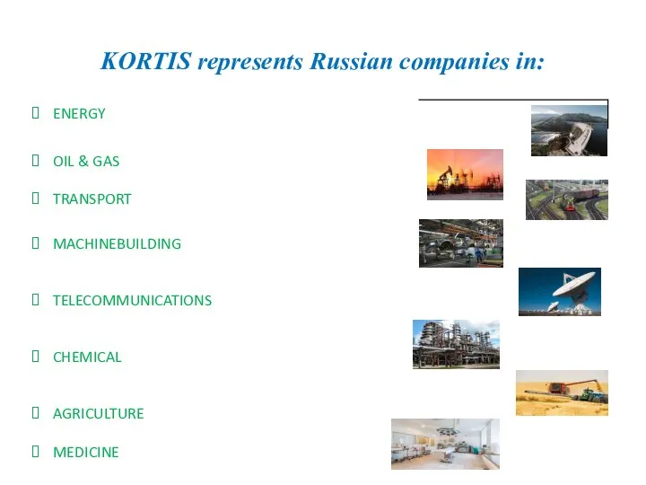 KORTIS represents Russian companies in: