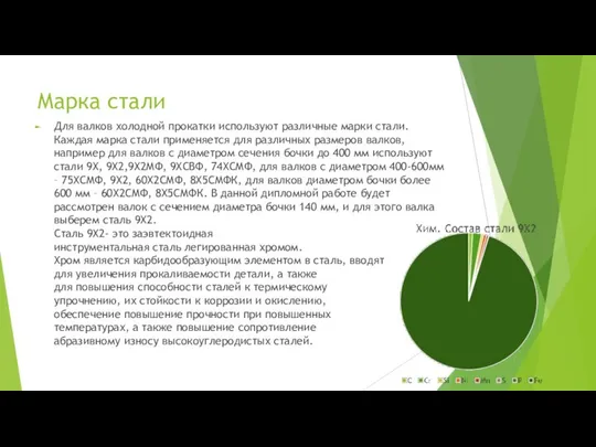 Марка стали Для валков холодной прокатки используют различные марки стали. Каждая