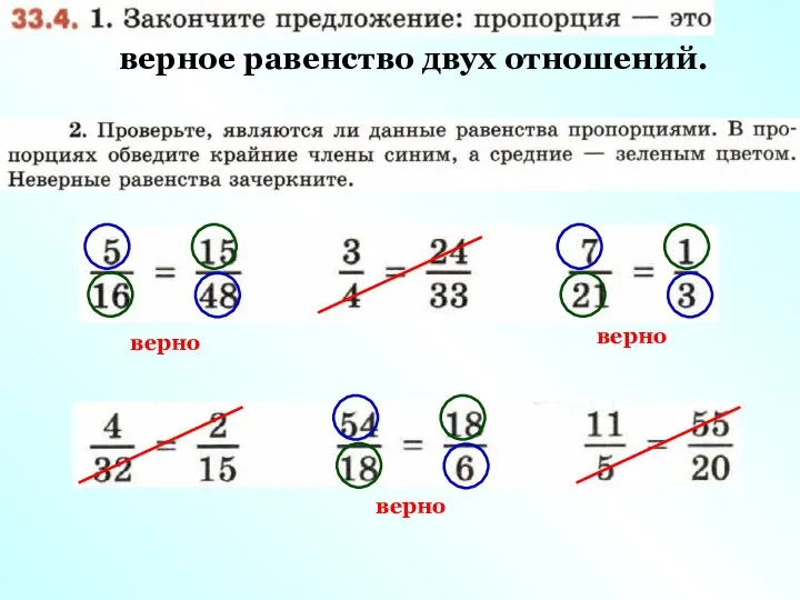 верное равенство двух отношений. верно верно верно