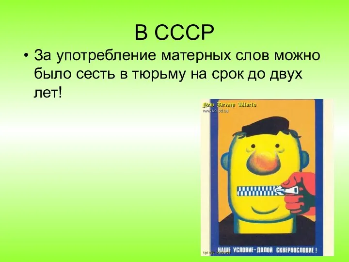 В СССР За употребление матерных слов можно было сесть в тюрьму на срок до двух лет!