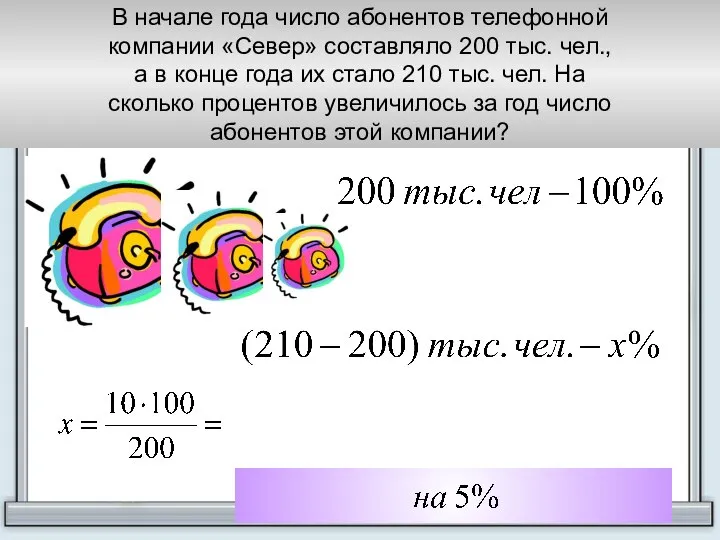 В начале года число абонентов телефонной компании «Север» составляло 200 тыс.