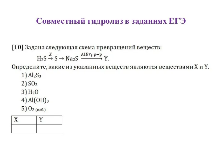 Совместный гидролиз в заданиях ЕГЭ