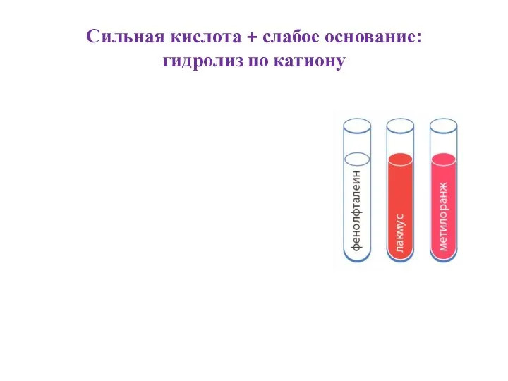 Сильная кислота + слабое основание: гидролиз по катиону