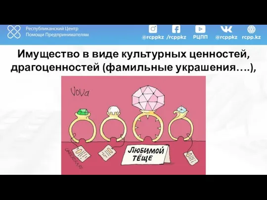 Имущество в виде культурных ценностей, драгоценностей (фамильные украшения….),