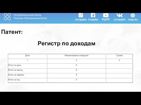 Патент: Регистр по доходам