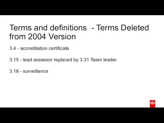 Terms and definitions - Terms Deleted from 2004 Version 3.4 -