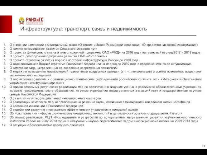 Инфраструктура: транспорт, связь и недвижимость О внесении изменений в Федеральный закон