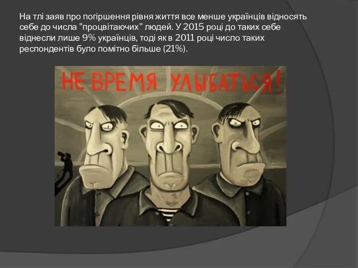 На тлі заяв про погіршення рівня життя все менше українців відносять