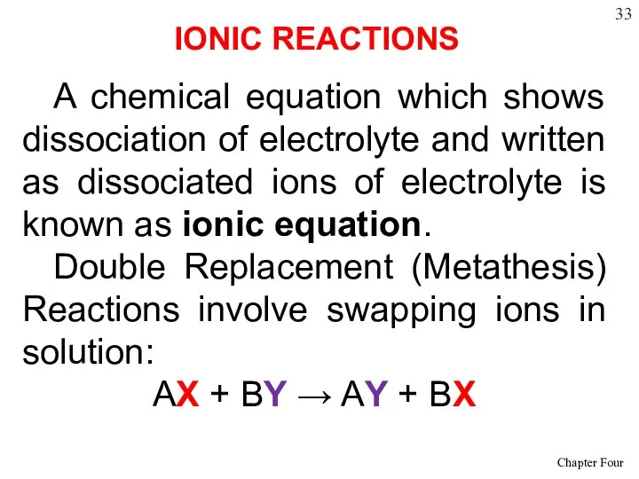 A chemical equation which shows dissociation of electrolyte and written as