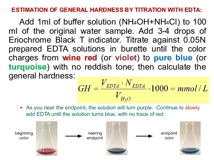 Add 1ml of buffer solution (NH4OH+NH4Cl) to 100 ml of the