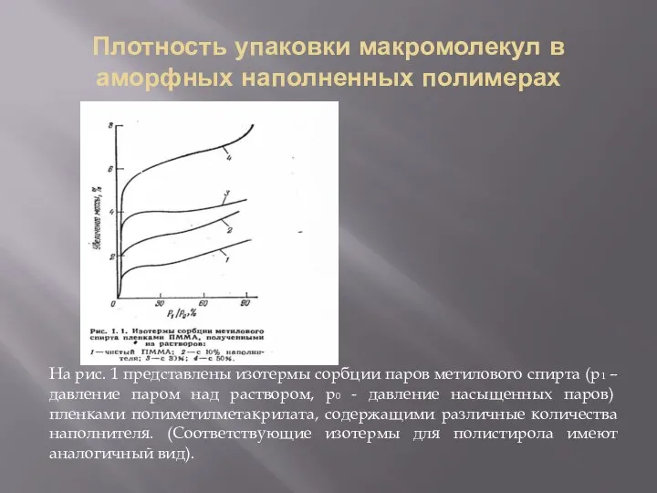 Плотность упаковки макромолекул в аморфных наполненных полимерах На рис. 1 представлены