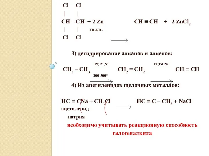 2) из тетрагалогенидов: Cl Cl | | CH – CH +