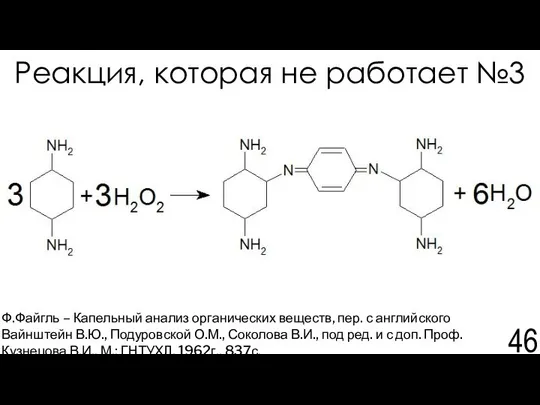 Реакция, которая не работает №3 Ф.Файгль – Капельный анализ органических веществ,