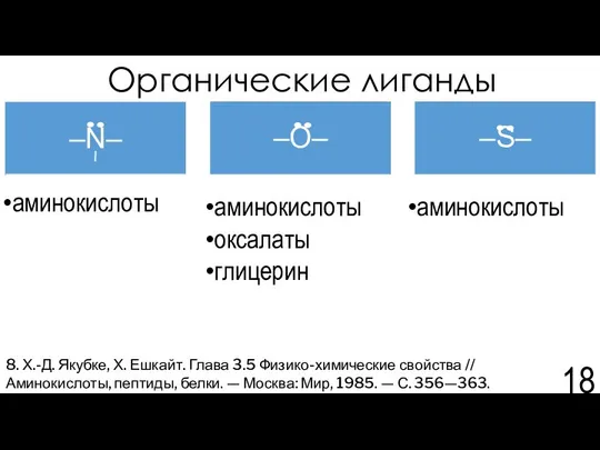 Органические лиганды 8. Х.-Д. Якубке, Х. Ешкайт. Глава 3.5 Физико-химические свойства