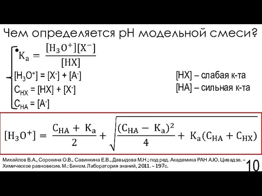 Чем определяется рН модельной смеси? Михайлов В.А., Сорокина О.В., Савинкина Е.В.,