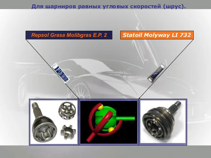 Для шарниров равных угловых скоростей (шрус). Repsol Grasa Molibgras E.P. 2 Statoil Molyway LI 732