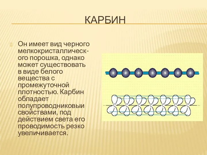 КАРБИН Он имеет вид черного мелкокристаллическ-ого порошка, однако может существовать в