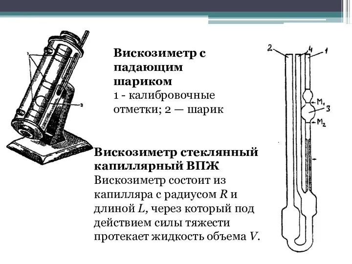 Вискозиметр с падающим шариком 1 - калибровочные отметки; 2 — шарик