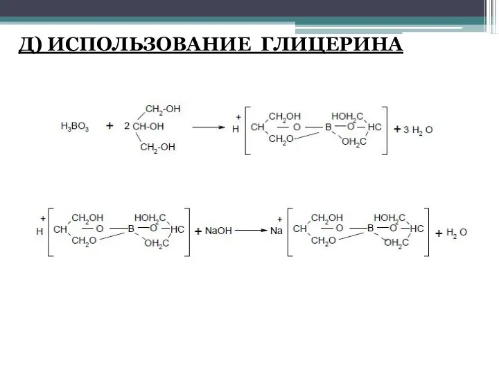 Д) ИСПОЛЬЗОВАНИЕ ГЛИЦЕРИНА