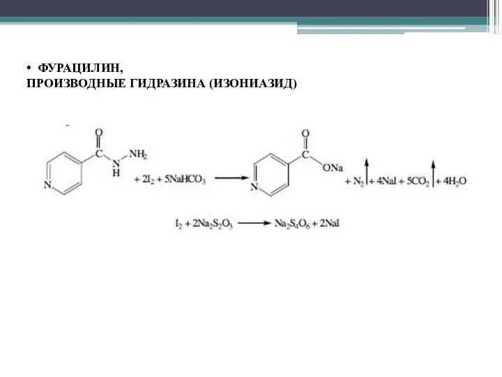 • ФУРАЦИЛИН, ПРОИЗВОДНЫЕ ГИДРАЗИНА (ИЗОНИАЗИД)