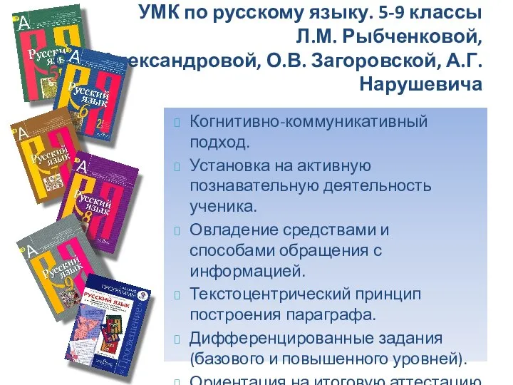 УМК по русскому языку. 5-9 классы Л.М. Рыбченковой, О.М. Александровой, О.В.