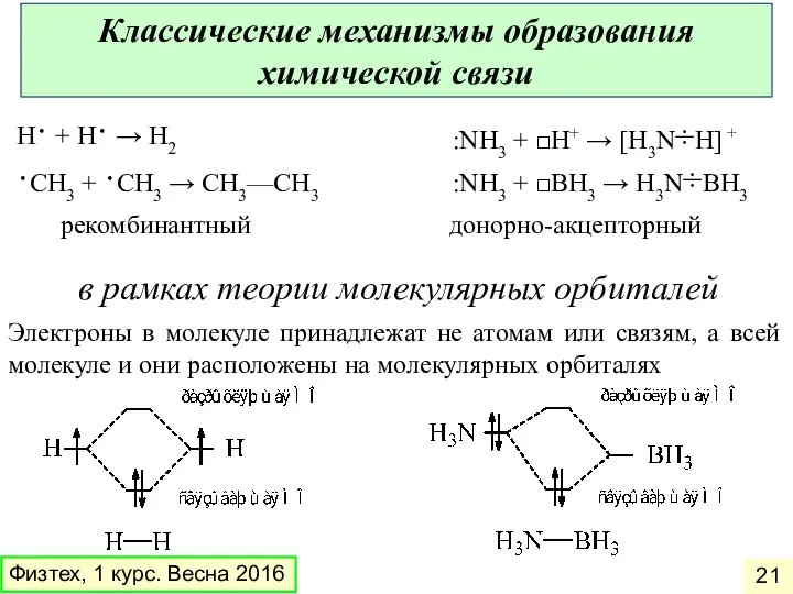 рекомбинантный донорно-акцепторный H· + H· → H2 ·CH3 + ·CH3 →