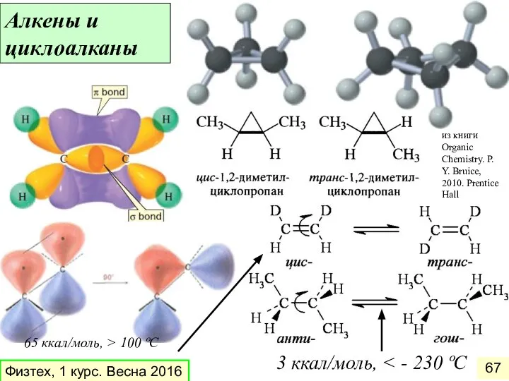 Алкены и циклоалканы из книги Organic Chemistry. P. Y. Bruice, 2010.