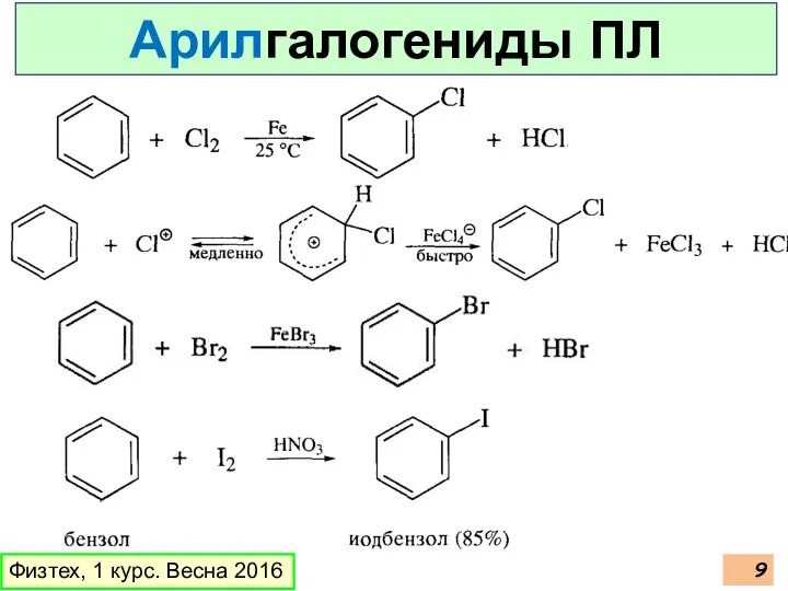 Физтех, 1 курс. Весна 2016 Арилгалогениды ПЛ