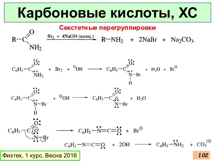 Карбоновые кислоты, ХС Физтех, 1 курс. Весна 2016 Секстетные перегруппировки