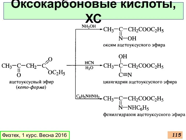 Оксокарбоновые кислоты, ХС Физтех, 1 курс. Весна 2016