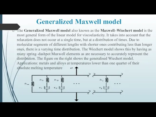 Generalized Maxwell model The Generalized Maxwell model also known as the