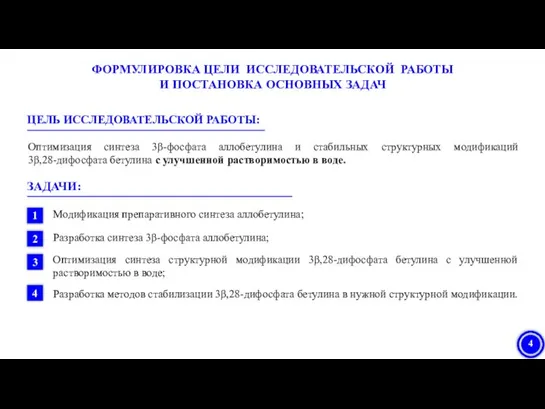 Оптимизация синтеза 3β-фосфата аллобетулина и стабильных структурных модификаций 3β,28-дифосфата бетулина с