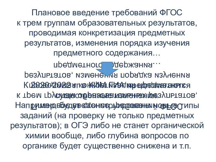 Плановое введение требований ФГОС к трем группам образовательных результатов, проводимая конкретизация