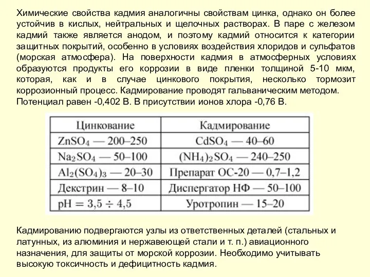 Химические свойства кадмия аналогичны свойствам цинка, однако он более устойчив в