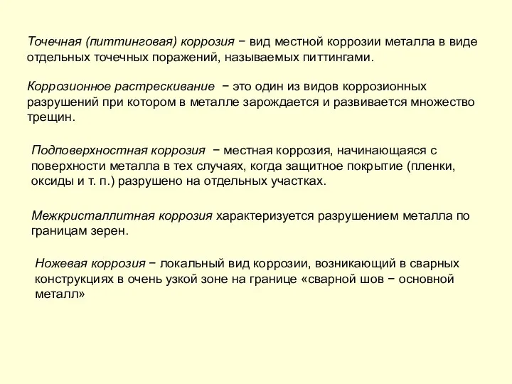 Точечная (питтинговая) коррозия − вид местной коррозии металла в виде отдельных