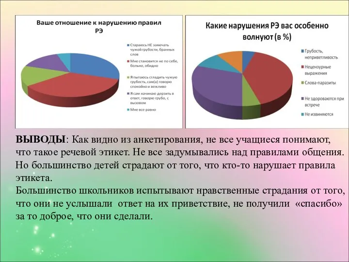 ВЫВОДЫ: Как видно из анкетирования, не все учащиеся понимают, что такое