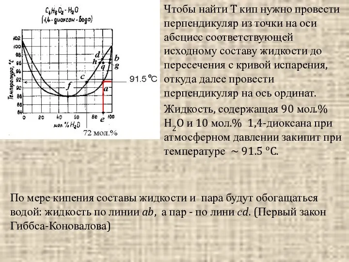 Чтобы найти T кип нужно провести перпендикуляр из точки на оси