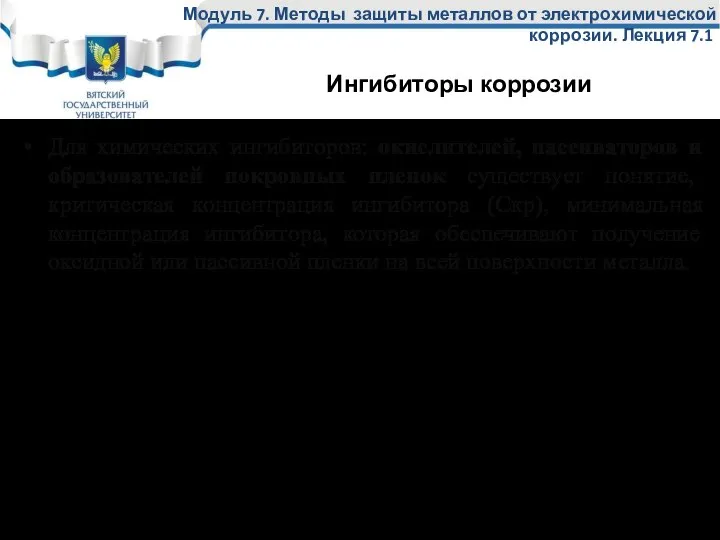 Модуль 7. Методы защиты металлов от электрохимической коррозии. Лекция 7.1 Для