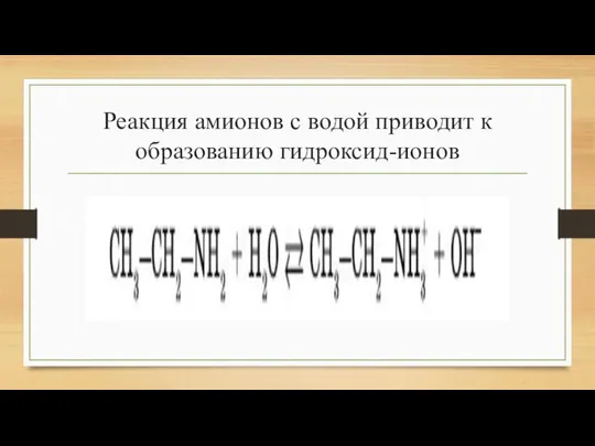 Реакция амионов с водой приводит к образо­ванию гидроксид-ионов