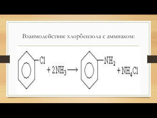 Взаимодействие хлорбензола с аммиаком: